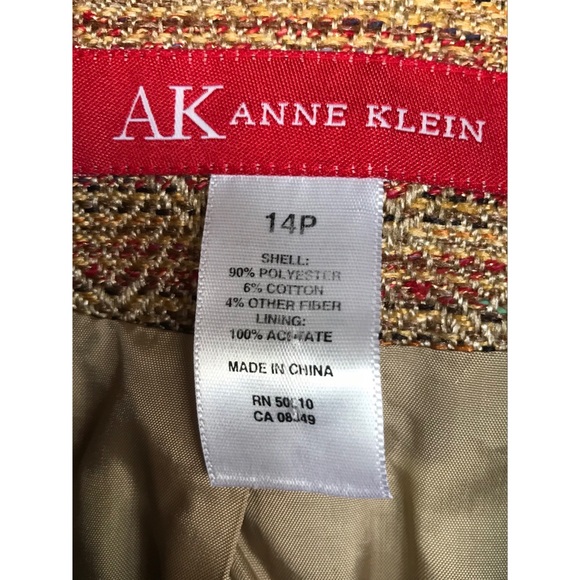 Anne Klein Women’s Petite Gold Multicolored Tweed Button Down Blazer Size 14P - Picture 4 of 8